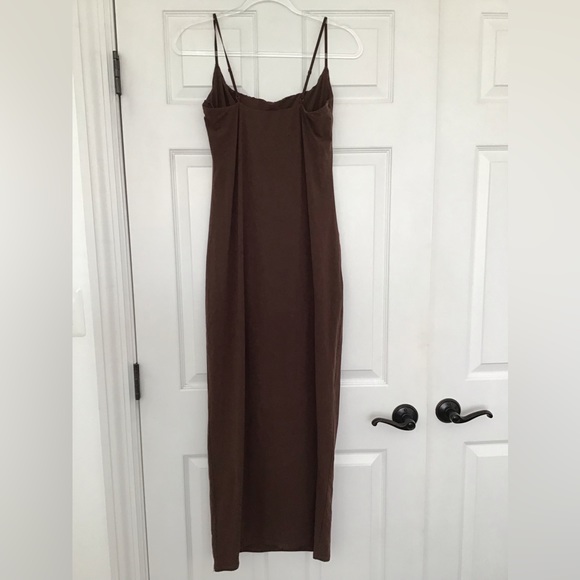 SKIMS Fits Everybody Long Slip Dress | Cocoa - Picture 6 of 11